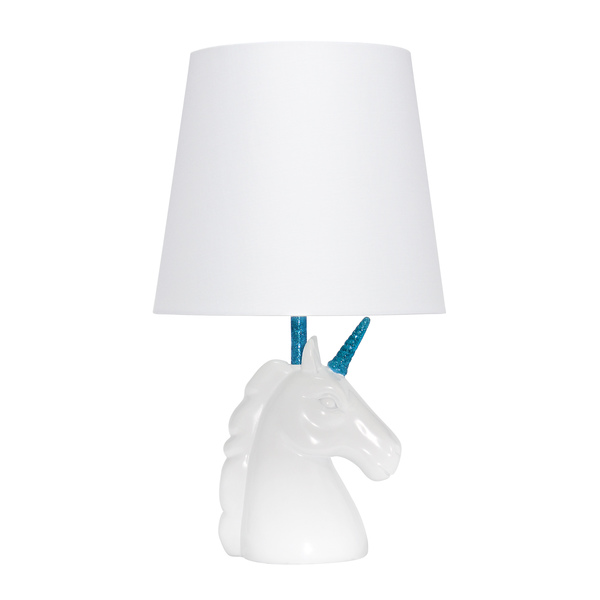 Simple Designs Simple Designs Sparkling Blue and White Unicorn Table Lamp LT1078-BLU